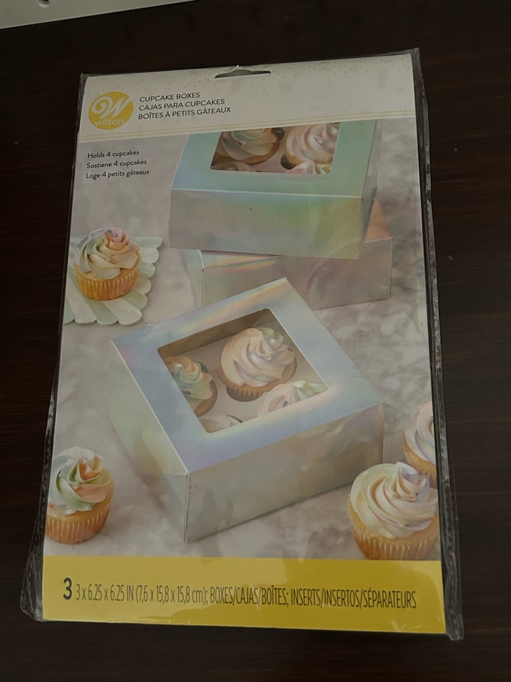 Wilton Iridescent Pearl Cupcake Boxes - Shimmer (Set of 3) 4 cupcake per box